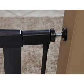 MidWest Homes for Pets 39-Inch High Walk-Thru Pressure Mounted Steel Dog Gate, Expands to 38 Inches Wide, Includes 3-inch Extensions, Textured Graphite