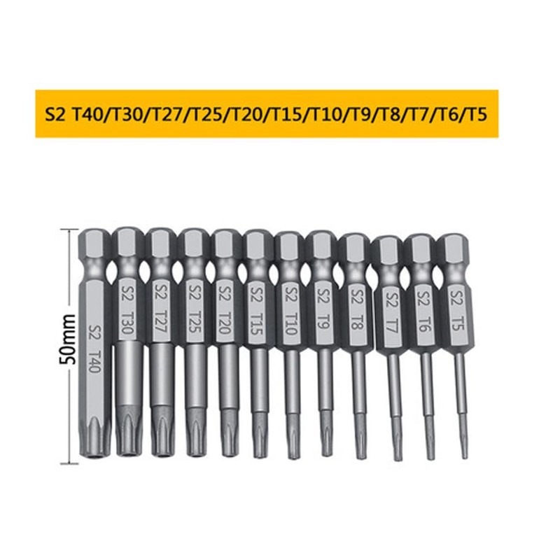 12pcs Torx Driver Set, 1/4 Inch Hex Shank, T5/ T6/