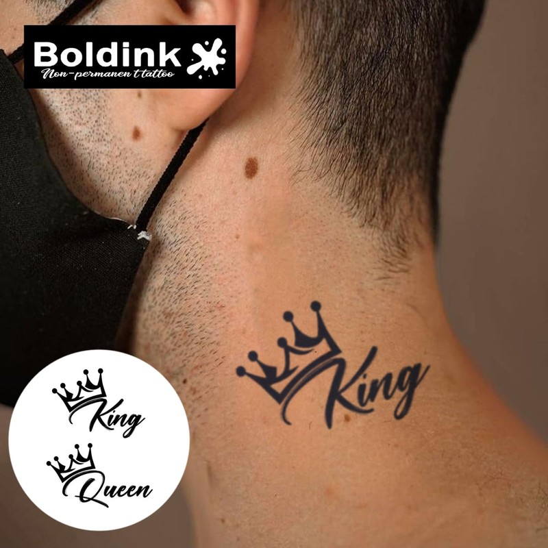King and Queen Semi Permanent Tattoos Realistic Fake Tattoo Waterproof