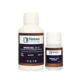 Natura Onecoat 2 Component Wood Stain Oil, 140 mL (4.73 fl oz), White, Easy to Apply, Very Low Odor, Linseed Oil, Interior Furniture & Flooring, Dries Fast, VOC/Solvent Free, Durable Hardwax Oil