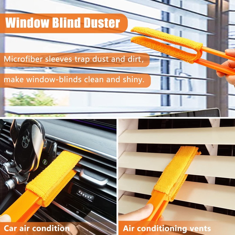 4 Pack Microfiber Blinds Duster, 4 Removable and Washable Sleeves,