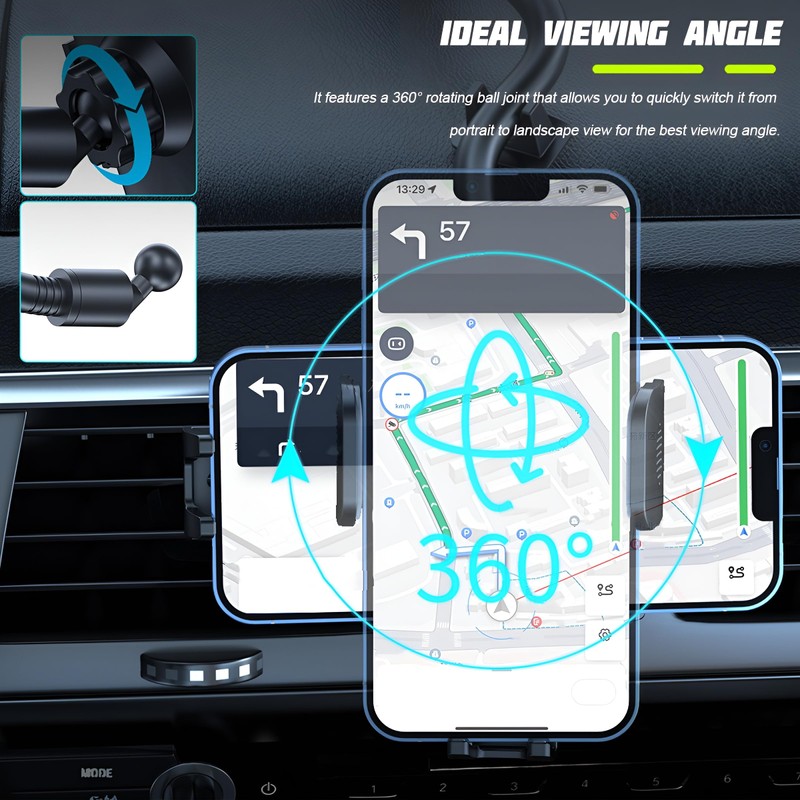 Zpana Car Phone Holder, Long Arm 360° Rotation Vehicle Cell