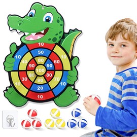 Large Crocodile Dart Board Toy Set With 9 Sticky Balls, Indoor Outdoor Garden Party Tossing Games, Toys for Kids 3-9 Year Old Children’s Bedroom Decoration, Birthday