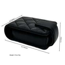 AgentMoon Luxury Handheld Lipstick Pouch with Mirror,Genuine Leather Lip Balm Case with Clamshell Magnetic Hidden Clasp,Exquisite Travel Makeup Lipstick Case. 4.1x2.3x1.8 inches (Black Rhombus)