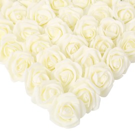 Cabezas de rosas artificiales, 200 rosas sin tallo de color marfil, cabezas de rosas artificiales para manualidades, rosas artificiales de 1.9 pulgadas, para manualidades, decoración de