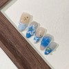 Blue French Press on Nails Medium Almond Handmade Nails with