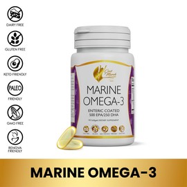 Coco March Marine Omega-3 Dietary Supplement, Essential Fatty Acids Fish Oil Wellness Supplement for Adults, DHA EPA - 90 Softgel Capsules