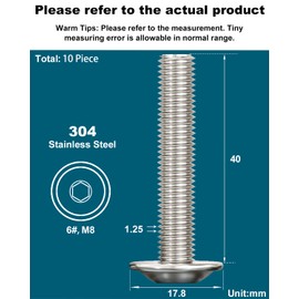 Drenky Drenky M8 Innensechskant Schrauben Edelstahl,Linsenkopf Schrauben mit Flansch und Innensechsrund M8x40mm Flachkopfschraube Rostfrei Edelstahl A2 V2A Innensechskant Schrauben Vollgewinde,10 Stck
