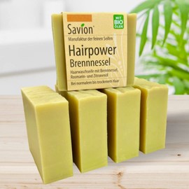 Savion 4+1 Organic Hair Soap Nettle, Vegan, Handmade, Palm Oil Free, Plastic-Free, 5 x 85 g