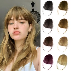 TENDER EPOCH Clip in Bangs - 100% Real Human Hair Wispy Bangs Clip in Hair Extensions, Air Bangs Fringe with Temples Hairpieces for Women Natural Bangs for Daily Wear - Blonde