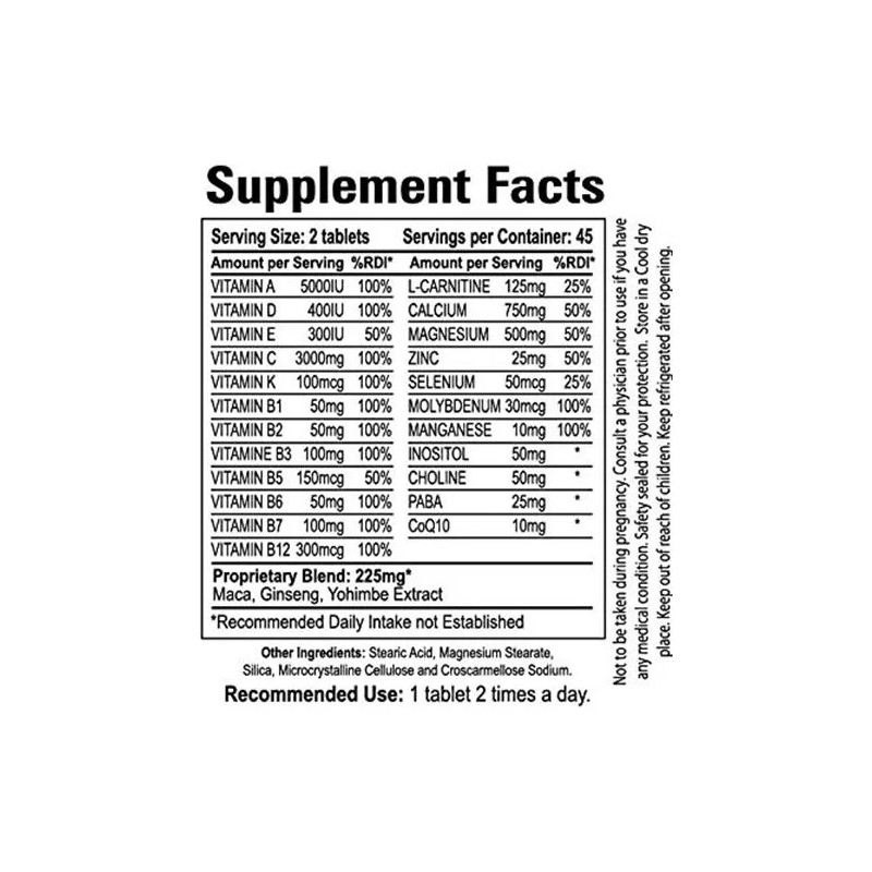 Ultra Man Multivitaminas Premium 90 Tabletas Para Hombres