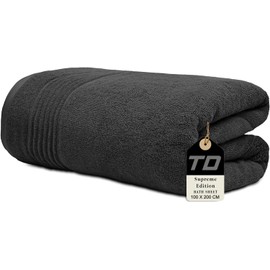 Textile Do Luxury Super Jumbo Bath Sheet (100 x 200 cm-700 GSM) 100% Egyptian Cotton Extra Lage Bath Sheet Towels (Charcoal, Cotton)