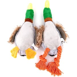 Plush Mallard Duck Dog Toy, Squeaky, 11 Inch, Chew and Wear Resistant (Rope Feet)
