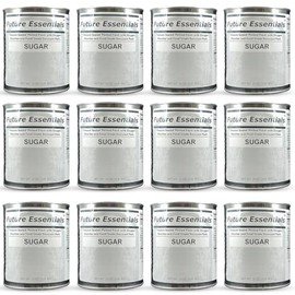 Future Essentials White Sugar Pure Granulated Sugar for Baking & Cooking Natural Sweetener Shelf Stable Emergency Food Supply Great for Hiking, Backpacking & Camping 25 Years Shelf Life Pack of 12 Cans