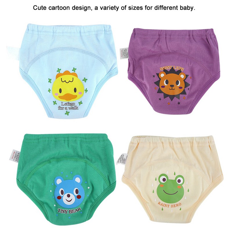 4PCS Baby Cloth Cartoon Waterproof Diapers Nappies Toddler 4 Layers