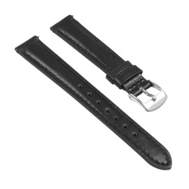 StrapsCo Classic Women's Leather Quick Release Watch Band Strap - Black - 12mm - Short Length