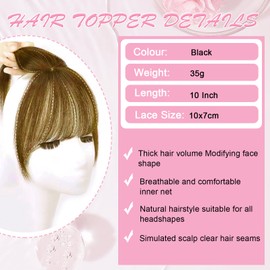 Hair Toppers for Women Real Human Hair Upgrade Base Seamless 360°3D Cover Topper for Women with Thinning Crown Wispy Clip in Bangs Realistic Scalp Line HairPieces Light Brown