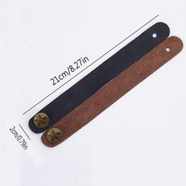 4 Pcs Neck Strap Button PU Leather, Black & Brown Button Headstock Tie,Neck Adapter Accessory,Guitar Headstock Strap Tie for Electric, Acoustic, and Bass Guitars