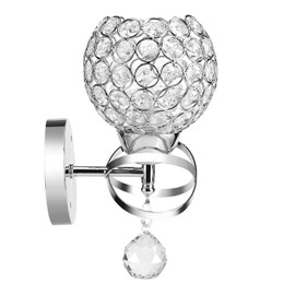 Lámpara de Pared de Cristal Moderna con Bola de Cristal Octogonal, Instalación en Lámpara de Ahorro de Energía, Luz Nocturna para Decoración del Hogar, Adecuada para Dormitorio,