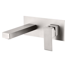 SUMERAIN Wall Mount Bathroom Sink Faucet Brushed Nickel Basin Faucet Single Handle with Rough-in Valve