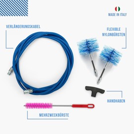 Pellet Stove Cleaning Set FLEX, 3 m Extension, Nylon Brush Diameter 80/100 mm, Joint Brush, M12 Connection, Compatible with BARETTO Accessories, for Chimney Cleaning