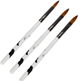 3PCS Acrylic Nail Brush Hair Nail Art Brushes with Wooden Handle, Size 8/10/14 for Acrylic Powder Application, Nail Extensions, Sculpting, Manicure Tool Kit