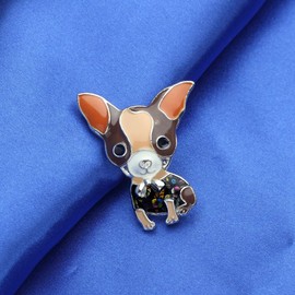 DUOWEI Floral Enamel Chihuahua Dog Brooch Pin Clothes Scarf Pet Pin Jewellery for Women Teens Girls Novelty Gifts, enamel, No gemstone