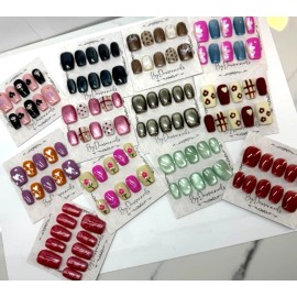 Handmade GRAB BAGS 4 pairs RANDOM DESIGN HANDMADE NAILS NONE 3D collection sz M Short LOT