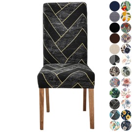 Lalluxy Stretchy Parson Chair Slipcovers for Dining Room Chair seat Covers Chair Protectors for Party Pet Protection Universal Fit Soft Polyester (Set of 6, Golden Lattice Dark)