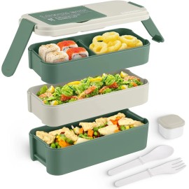 GadgBlizza Bento Box Adult Lunch Box, Stackable 3 Layers Lunch Containers for Kids