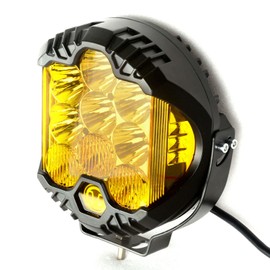 Amber Yellow LED Pod Round Spot Light 9 Inch 75W Led Work Light Side Shooter Flashing Led Driving Lights Fog Offroad Lights for Utv ATV 4x4 Truck Boat Motorcycle,1 PCS