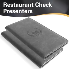 Cobak Restaurant Check Presenters - Customer Check Holder for Restaurants, Restaurant Bill Holder, Gray - 2 Pack