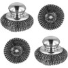 2 Pack Steel Wool Scrubber with 2 Replacement Wool Pads,