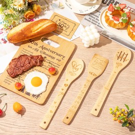 RimCereal Anniversary Newlywed Gifts Anniversary of Marriage Cutting Board Set for Women Men Husband Wife Parents Couple Pearl Ruby Golden Diamond Wedding Anniversary Present(50th)