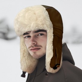 Clakllie Trapper Hats for Women Men Winter Ushanka Russian Hat Cold Weather Trooper Hat Eskimo Pilot Cap,PL2404-Coffee