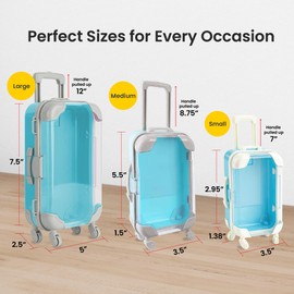 Hammont Mini Suitcase Party Favor Box - Plastic Rolling Mini Suitcases for Party Favors - Candy Box, Lash Box - Mini Luggage Party Favor | 2.95"x1.38"x6.7" (6 Pack)