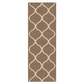 Maples Rugs Rebecca Contemporary Runner Rug Non Slip Hallway Entry Carpet [Made in USA], 1'9" x 5', Café Brown/White