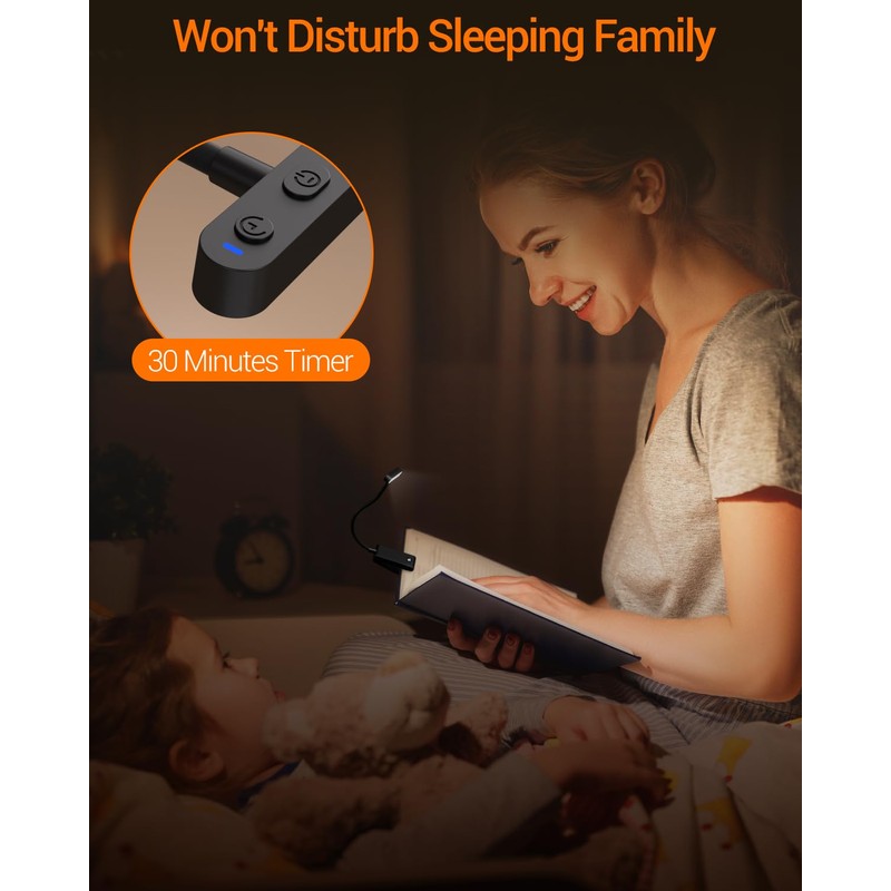 COKWEL Rechargeable Clip On Reading Lamp, 9 Led 90 Hours