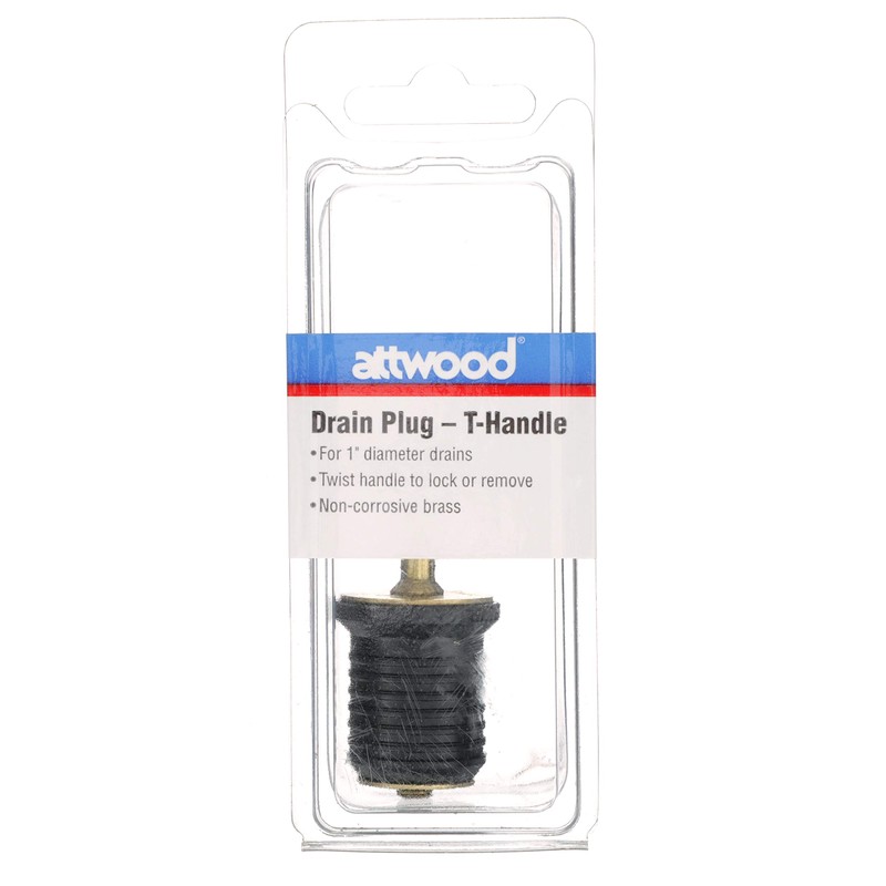 Attwood 7526A7 T-Handle Drain Plug, For 1-Inch-Diameter Drains, Locks in