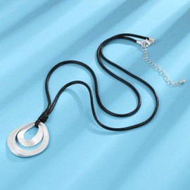 HONGYE Brushed Pendant Necklace for Men for Women (Silver)