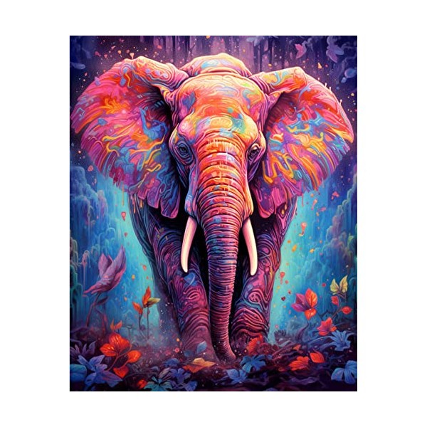Elephant Paint by Number for Beginner Colourful Oil Painting Kits