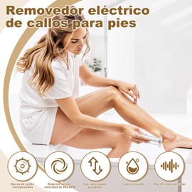 Lima Elétrica Pies, Recargable Herramienta De Lijadora De Pies Con 60 Disco De Papel De Lija De Repuest Para Eliminar Piel Durezas, Velocidades Ajustable (Plata)