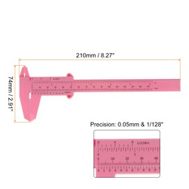 HARFINGTON 10pcs Mini Plastic Vernier Caliper 150mm/6 Inch Double Scale Metric Inch Sliding Gauge Measuring Tool Ruler for Inside Outside Depth Measuring, Pink