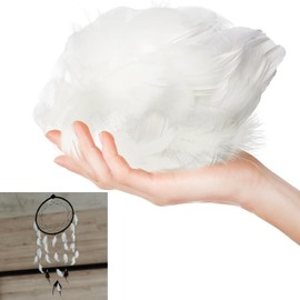 Crafts Feathers, Fluffy Soft Natural Goose Feathers,Glitter Feather Accessories for DIY Dreamcatcher Angel Wings Family Wedding Party Festive Decoration (White)