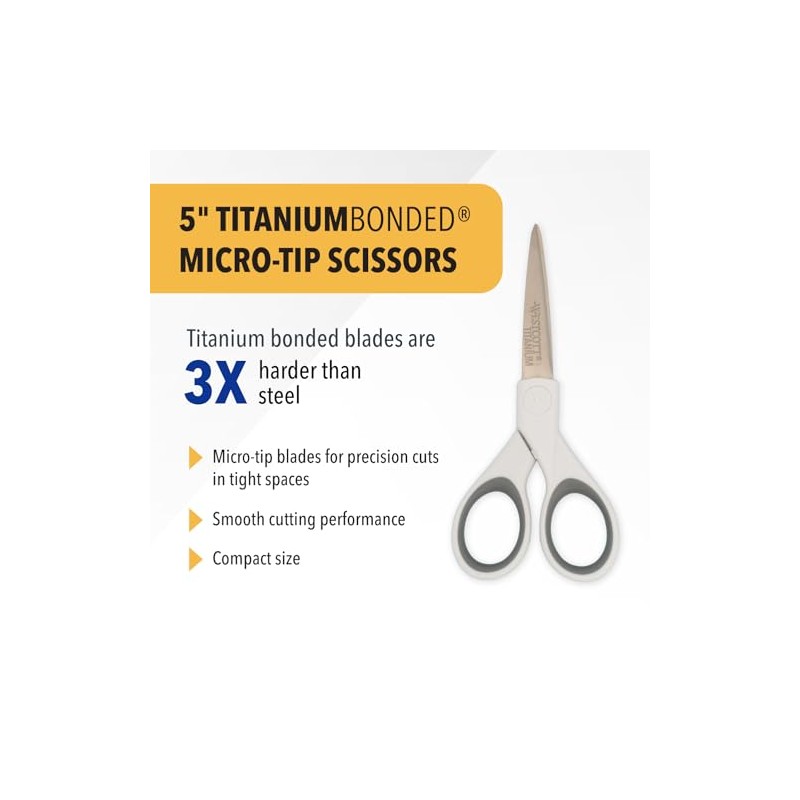 Westcott Tijeras de titanio rectas de 12.7 cm con micropunta