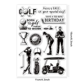 PH PandaHall Golf Clear Stamps, Sport Theme Transparent Rubber Stamps Golf Balls Trophy Clear Paper Craft Stamps for DIY Scrapbooking Card Making Decoration Photo Card Album Crafting