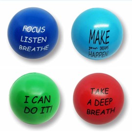 4 Pcs Stress Balls for Adults, Motivational Stress Balls, Stress Relief Balls with Motivational Quotes Hand Exercise Balls to Relieve Anxiety Fidget Tension Stress