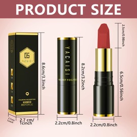 Jeffbaubl YACAISI 2 Pcs Matte Lipstick,Velvet Matte Lip Sticks,Red Velvet Lipstick,Smudge Proof Long Lasting Lipstick,Waterproof Non-Stick Cup Lip Stain for Women Girls(Retro Red + Rouge)