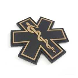 PVC Morale Patch - EMS - Medical Responder 3" Star of Life - Black & Tan - Single Snake