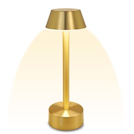 Egobasic Cordless Table Lamps, Modern Rechargeable Battery LED Desk Lamp, Touch Night Light, 11.8" Metal Minimalist Small Portable Lamps for Dinner Coffee Table Restaurant Bedroom Bar Hotel, Gold